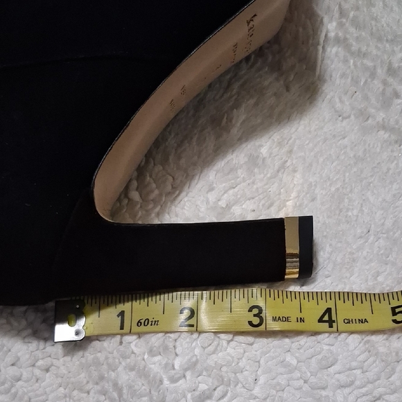 Kate Spade Black Heeled Ankle Boots with Gold Bow - Picture 10 of 11